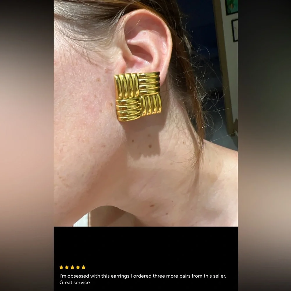 GOODREVIEWS ⭐️⭐️⭐️⭐️⭐️ Vintage Stella Gold Earrings |StainlessSteel 18K - Picture 10 of 17